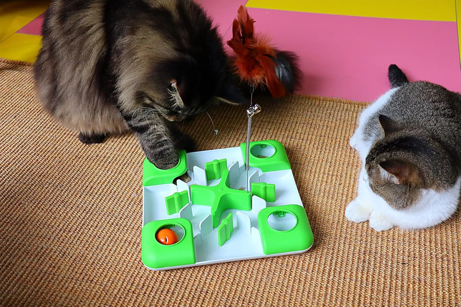 Cat Puzzle Feeder Treat Puzzle Toy, Cat Slow Feeder Food Dispenser, Interactive Treat Maze & IQ Training Toys for Indoor Cats Slow Feeder Cat Bowl for Healthy Eating Diet
