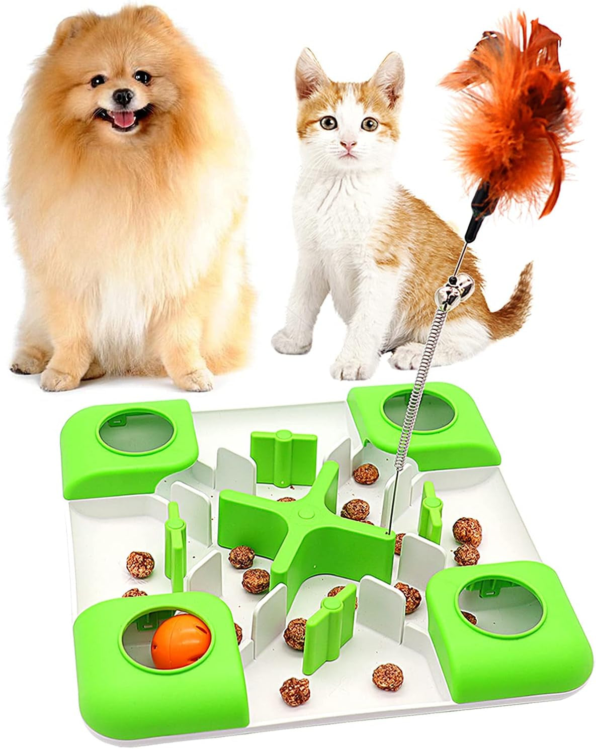 Cat Puzzle Feeder Treat Puzzle Toy, Cat Slow Feeder Food Dispenser, Interactive Treat Maze & IQ Training Toys for Indoor Cats Slow Feeder Cat Bowl for Healthy Eating Diet