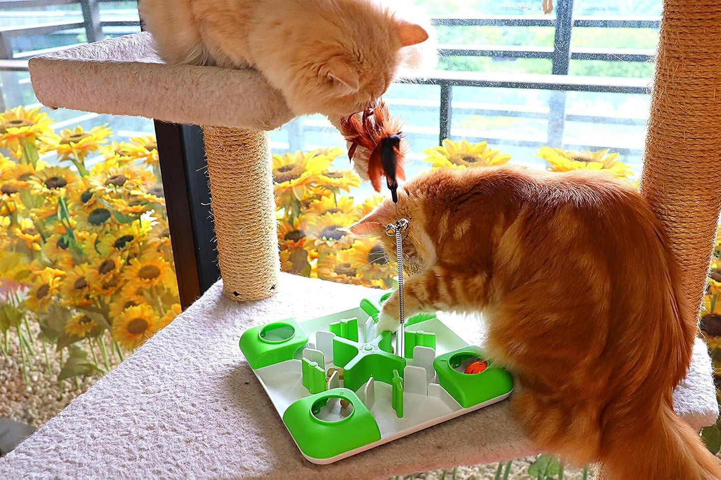 Cat Puzzle Feeder Treat Puzzle Toy, Cat Slow Feeder Food Dispenser, Interactive Treat Maze & IQ Training Toys for Indoor Cats Slow Feeder Cat Bowl for Healthy Eating Diet
