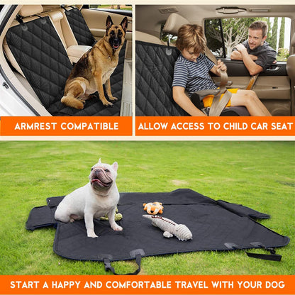 Premium Waterproof Dog Back Seat Cover (with Middle Armrest Access) – Black