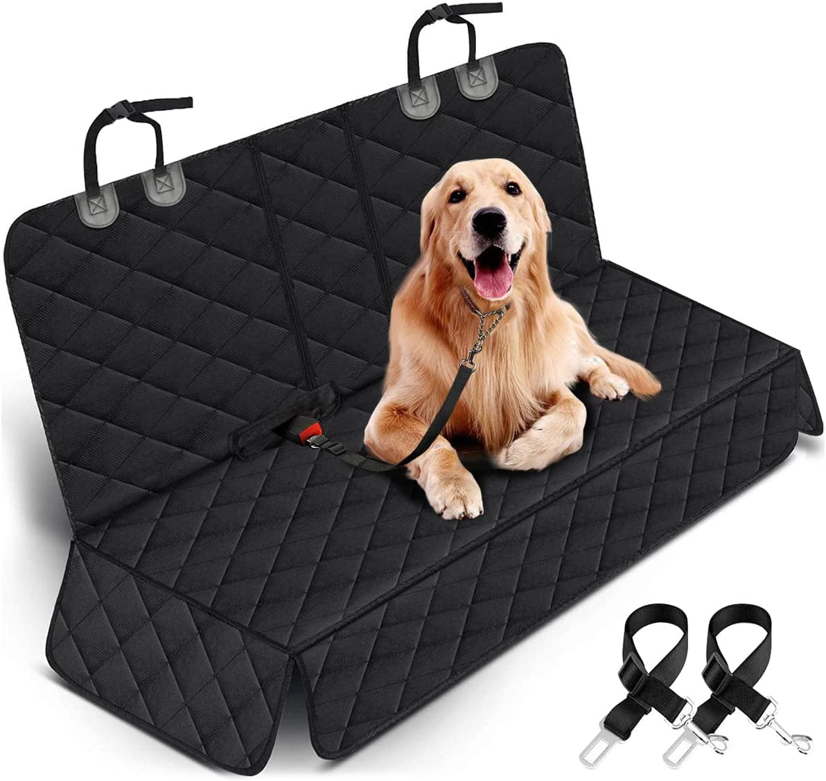 Premium Waterproof Dog Back Seat Cover (with Middle Armrest Access) – Black