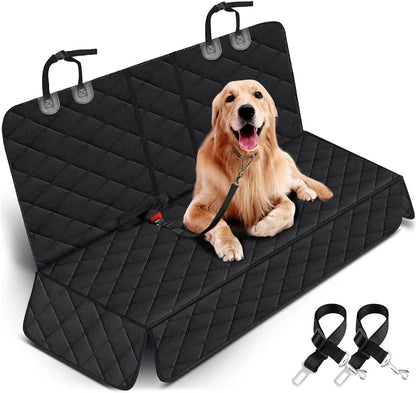 Premium Waterproof Dog Back Seat Cover (with Middle Armrest Access) – Black