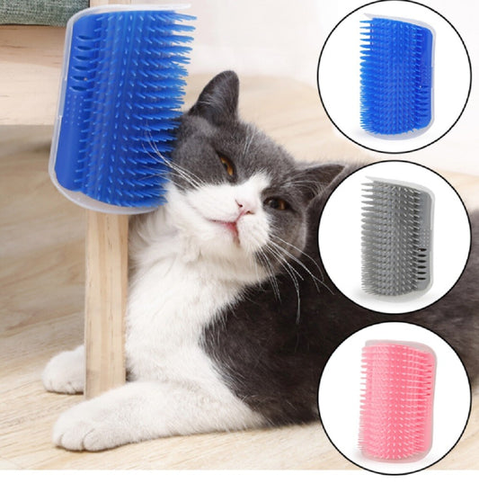 Cat Self Groomer Wall Brush Corner Face Scratcher Massage Comb Catnip Holder
