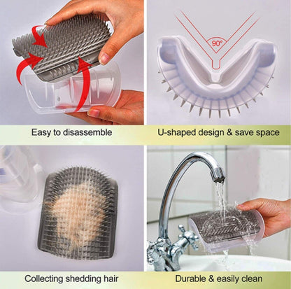 Cat Self Groomer Wall Brush Corner Face Scratcher Massage Comb Catnip Holder